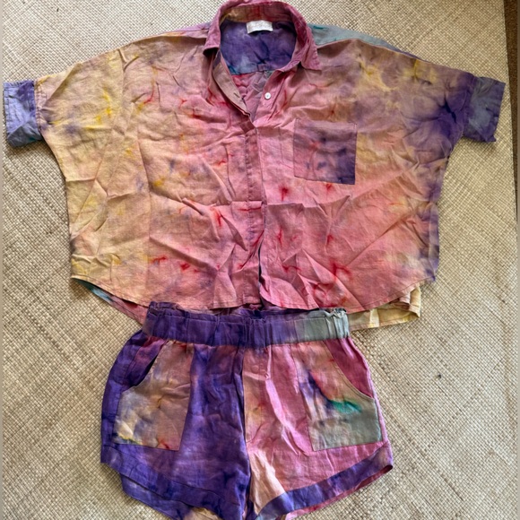 Myrah Penaloza Other - Myrah Penaloza Colorful Balinese Tie-Dye Shirt and matching Shorts Set